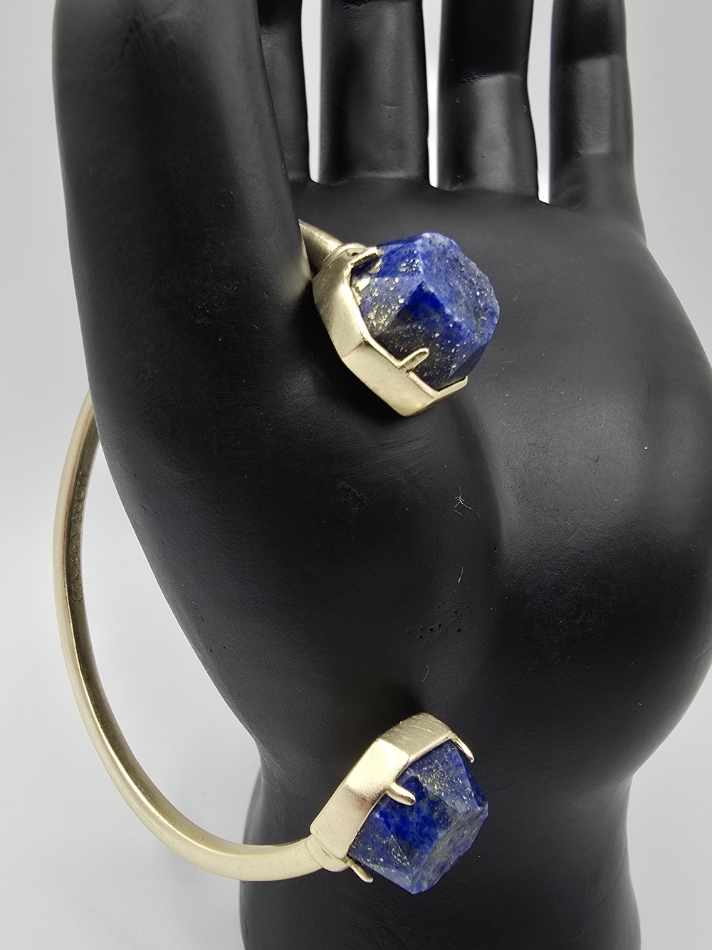 Kendra Scott Brinkley Open Cuff Bracelet Blue Stone Gold Tone 6.5" Adjustable